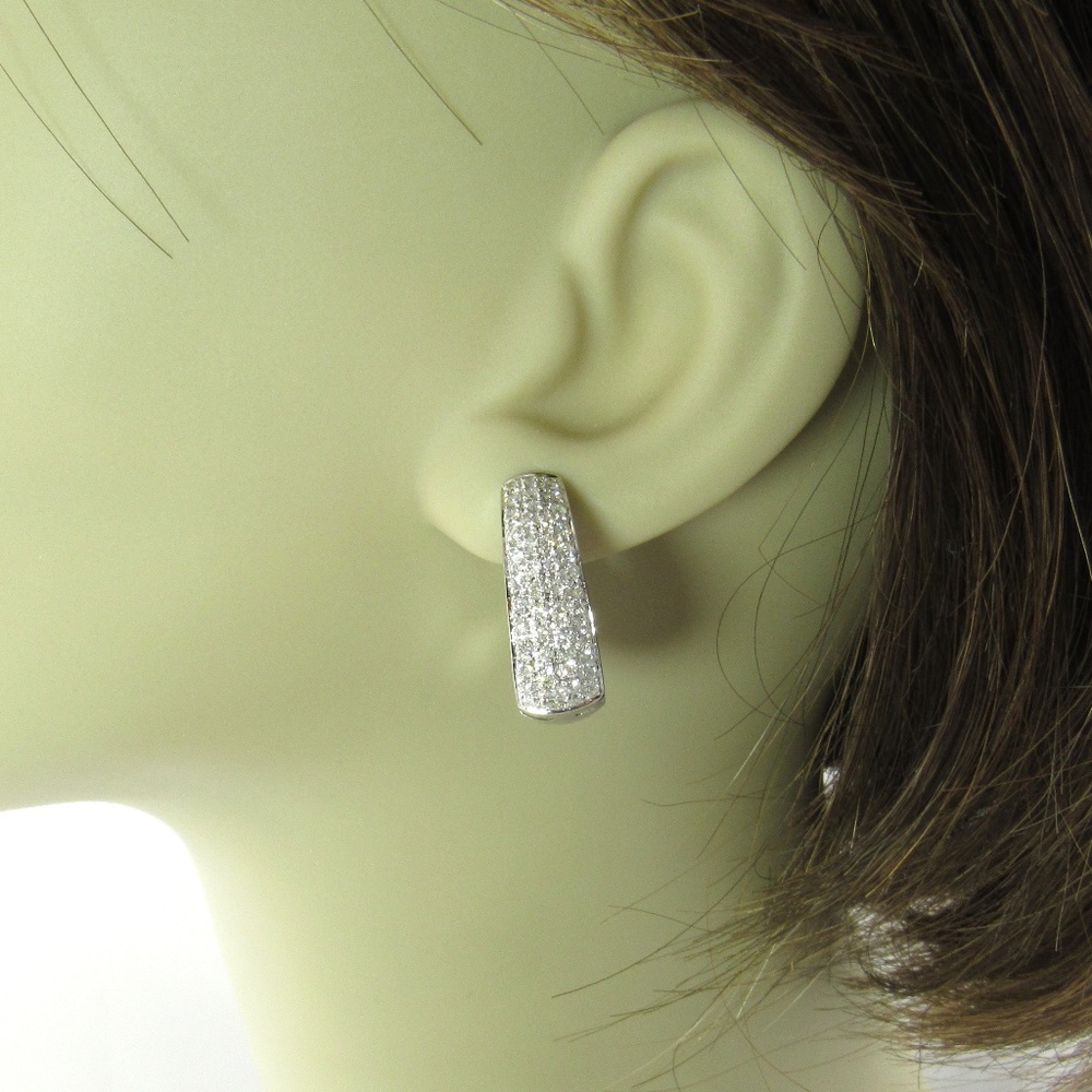 Vintage 14 Karat White Gold Diamond Hoop Earrings #4889 - Picture 9 of 9